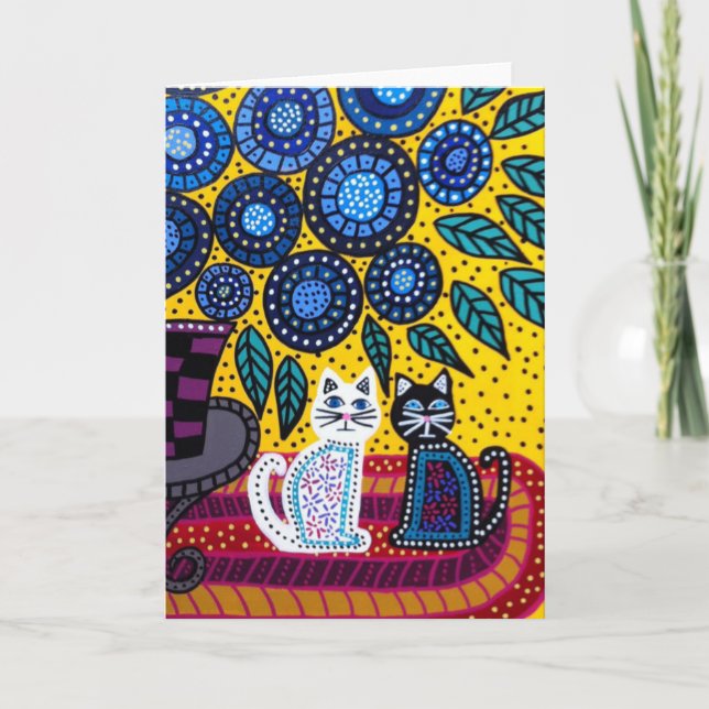 Kerri Ambrosino Art Card Cats Flowers Friends Kort (Framsida)