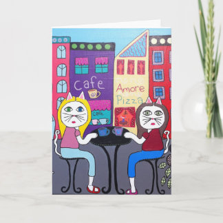 Kerri Ambrosino Art Greeting Card Cats Cafe Kort