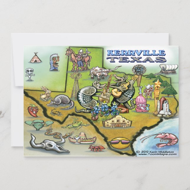 Kerrville TEXAS Karta Card (Framsida)