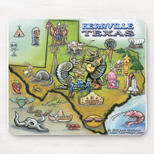 Kerrville TEXAS Karta Tee Musmatta (Framsidan)