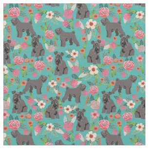 kerry blue skräcker hund vintage blommigts turkos tyg