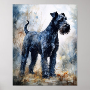 Kerry Blue Terrier Hund Art Print Poster