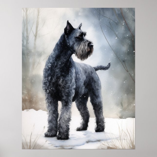 Kerry Blue Terrier Hund Art Print Poster (Framsidan)