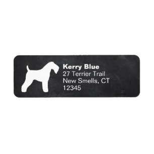 Kerry Blue Terrier Hund aveln Silhouette Returadress Etikett