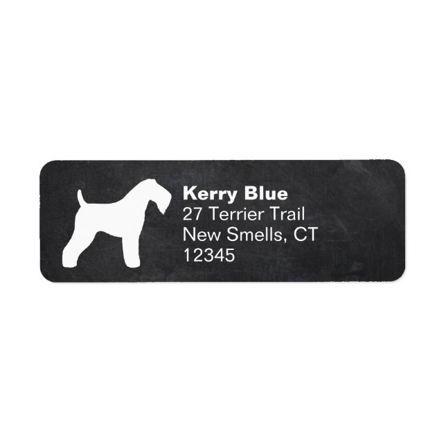 Kerry Blue Terrier Hund aveln Silhouette Returadress Etikett (Framsidan)