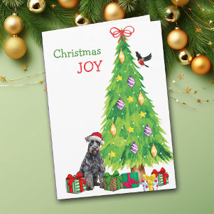 Kerry Blue Terrier Hund, Bird and Julgran Helgkort