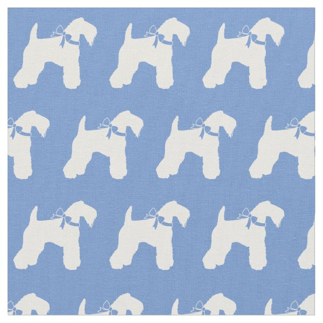 Kerry Blue Terrier Hund Silhouette Pet Light Blue Tyg (Närbild)