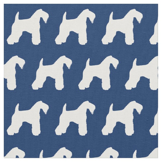 Kerry Blue Terrier Hund Silhouette Pet Navy Blue Tyg (Närbild)