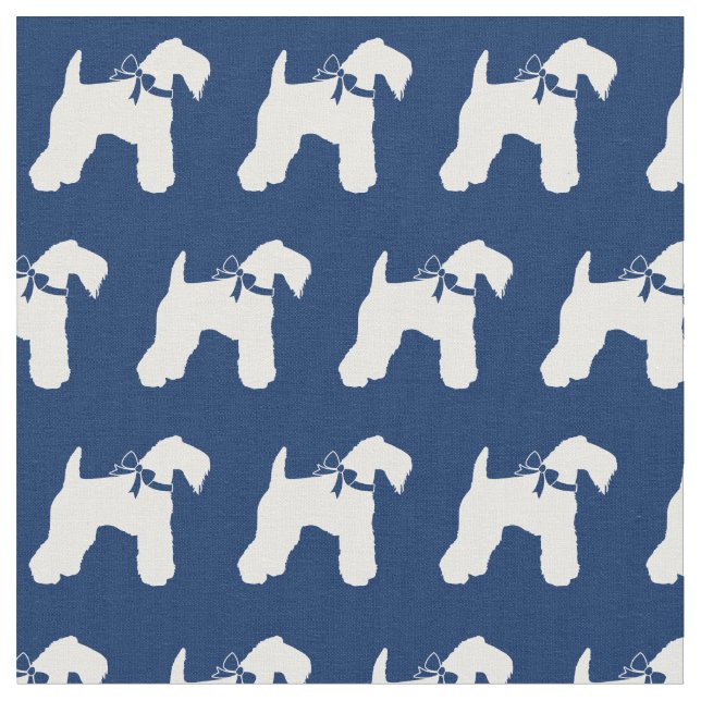 Kerry Blue Terrier Hund Silhouette Pet Navy Blue Tyg (Närbild)