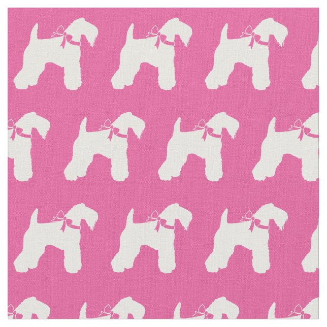 Kerry Blue Terrier Hund Silhouette Pet Rosa Tyg (Närbild)