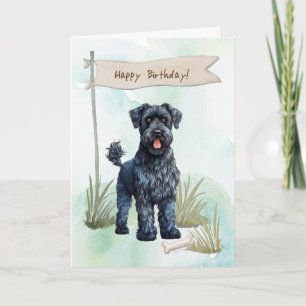 Kerry Blue Terrier Hund under födelsedagsskylt Kort