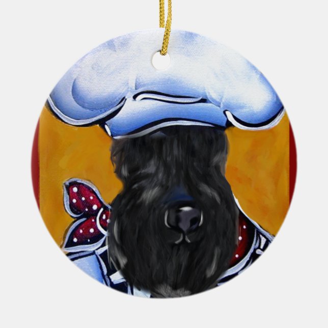 Kerry Blue Terrier Kock Julgransprydnad Keramik (Framsidan)