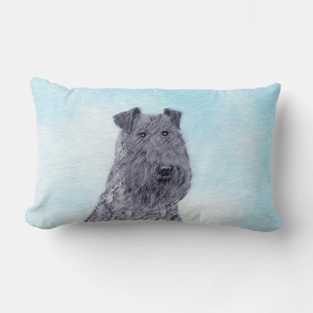 Kerry Blue Terrier målning Cute Original Hund Art Lumbarkudde (Framsida)