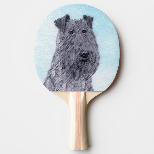 Kerry Blue Terrier målning Cute Original Hund Art Pingisracket (Framsidan)