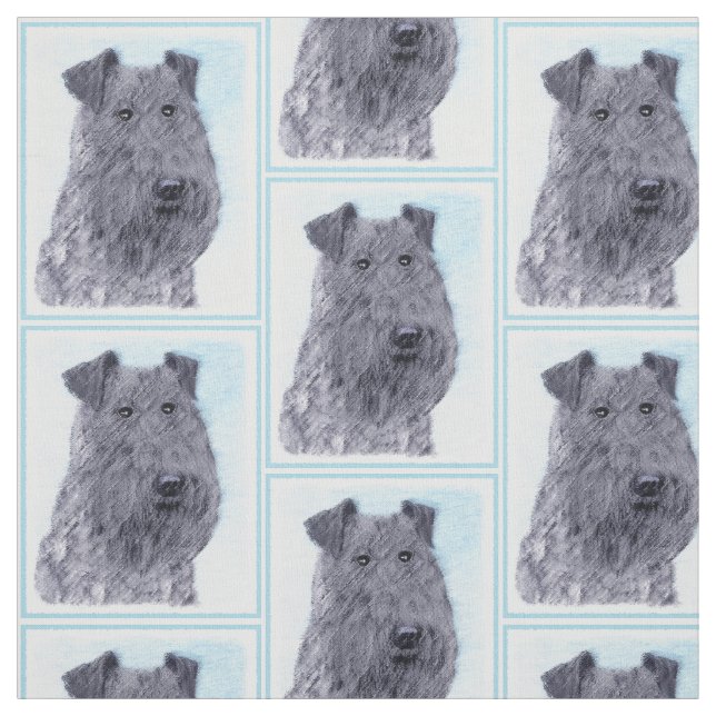 Kerry Blue Terrier målning Cute Original Hund Art Tyg (Provkarta)
