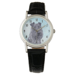 Kerry Blue Terrier-målning Söt Original Hundkonst Armbandsur