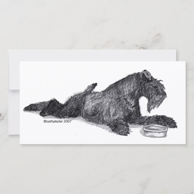 Kerry Blue Terrier med Bowl (Framsida)