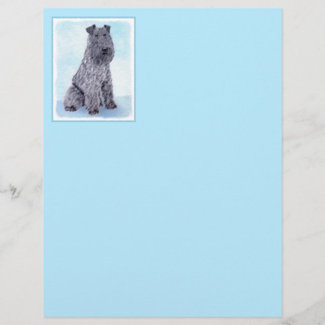 Kerry Blue Terrier Painting Cute Original Hund Art (Framsida)