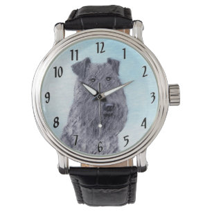 Kerry Blue Terrier Painting Cute Original Hund Art Armbandsur