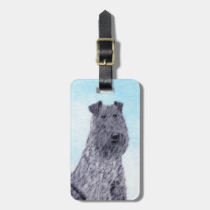 Kerry Blue Terrier Painting Cute Original Hund Art Bagagebricka