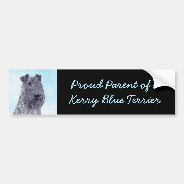 Kerry Blue Terrier Painting Cute Original Hund Art Bildekal (Framsidan)