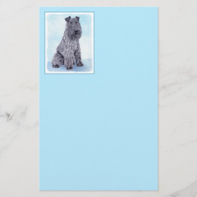 Kerry Blue Terrier Painting Cute Original Hund Art Brevpapper (Framsida)