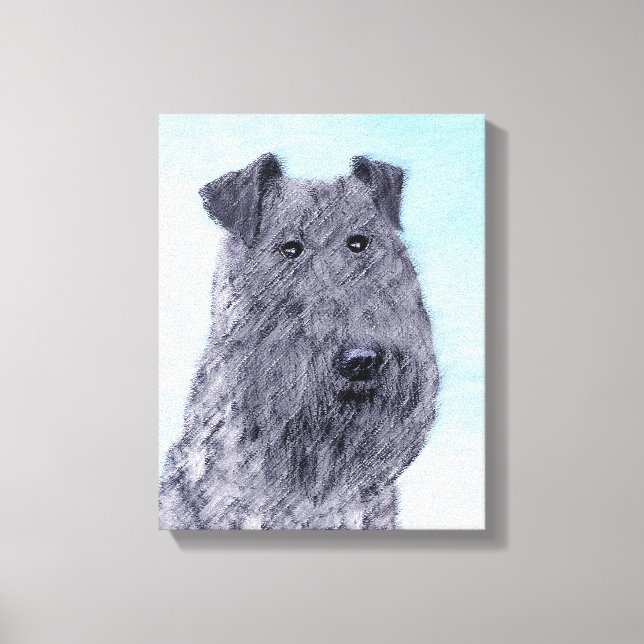 Kerry Blue Terrier Painting Cute Original Hund Art Canvastryck (Framsida)