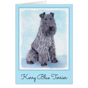 Kerry Blue Terrier Painting Cute Original Hund Art Hälsningskort