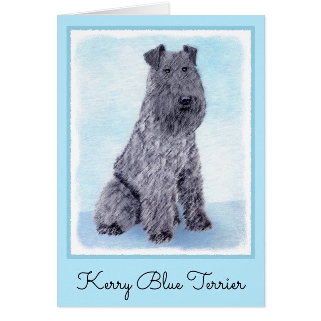 Kerry Blue Terrier Painting Cute Original Hund Art Hälsningskort (Framsidan)