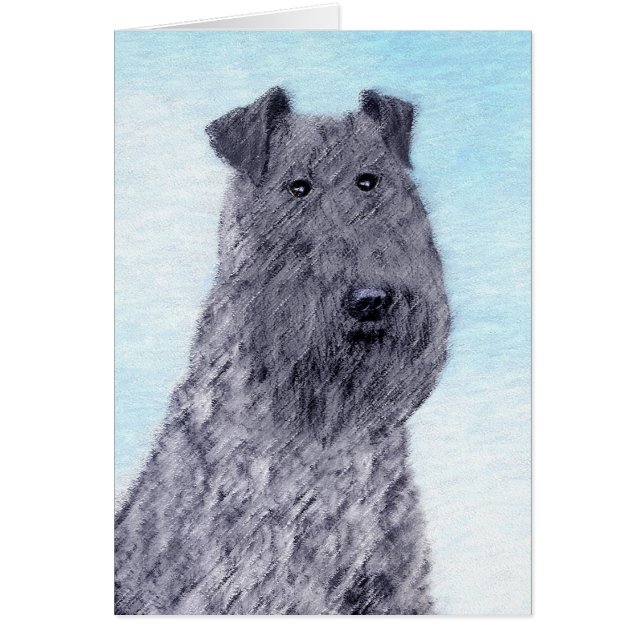 Kerry Blue Terrier Painting Cute Original Hund Art Hälsningskort (Framsidan)