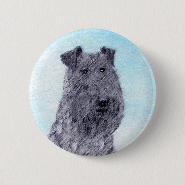 Kerry Blue Terrier Painting Cute Original Hund Art Knapp (Framsida)