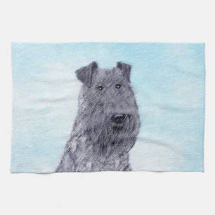 Kerry Blue Terrier Painting Cute Original Hund Art Kökshandduk