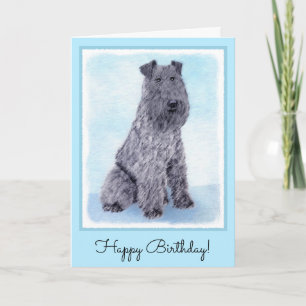 Kerry Blue Terrier Painting Cute Original Hund Art Kort