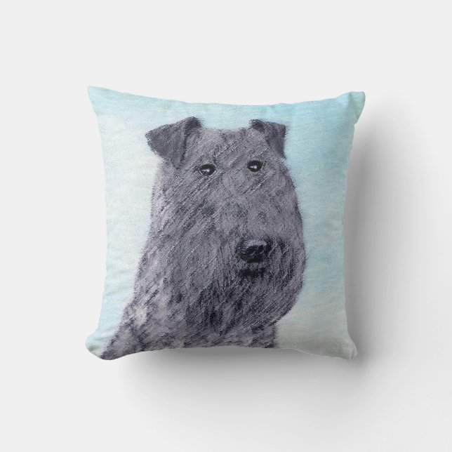 Kerry Blue Terrier Painting Cute Original Hund Art Kudde (Framsida)