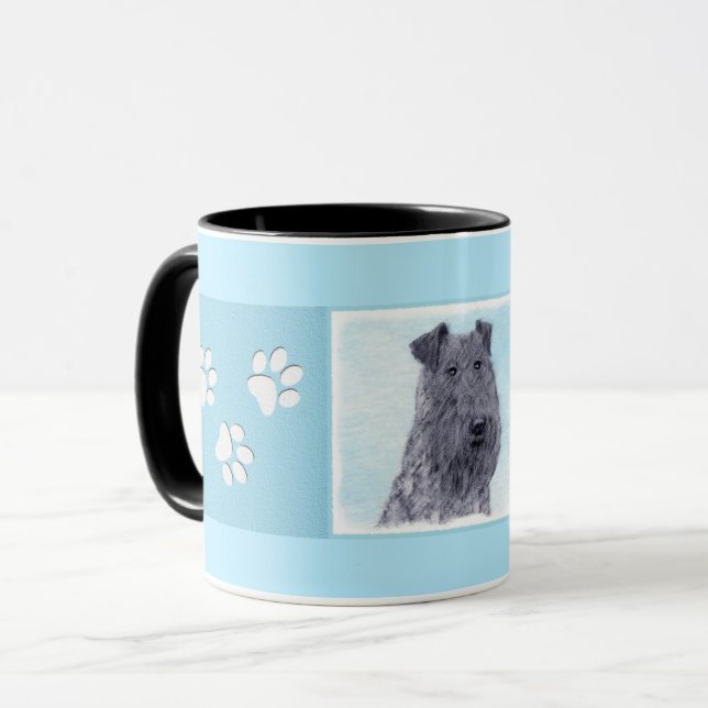 Kerry Blue Terrier Painting Cute Original Hund Art Mugg (Framsida vänster)