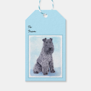 Kerry Blue Terrier Painting Cute Original Hund Art Presentetikett