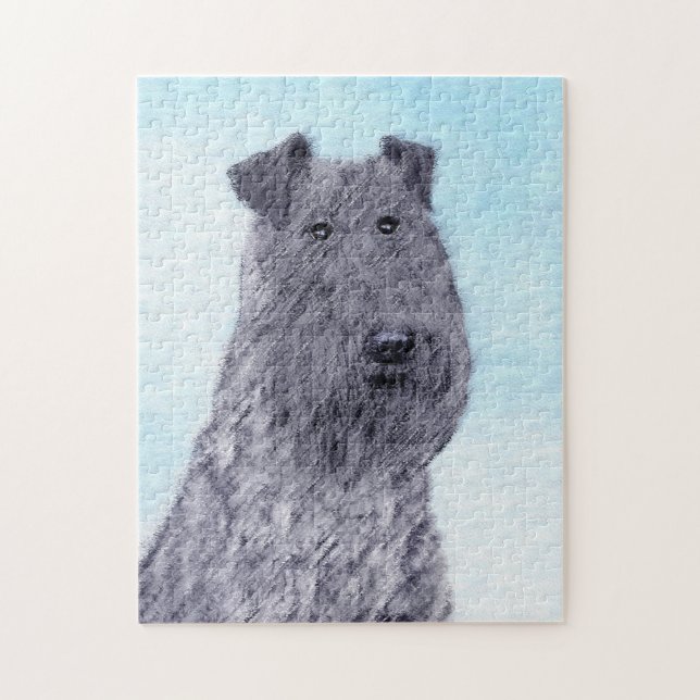 Kerry Blue Terrier Painting Cute Original Hund Art Pussel (Vertikal)