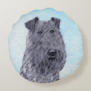 Kerry Blue Terrier Painting Cute Original Hund Art Rund Kudde