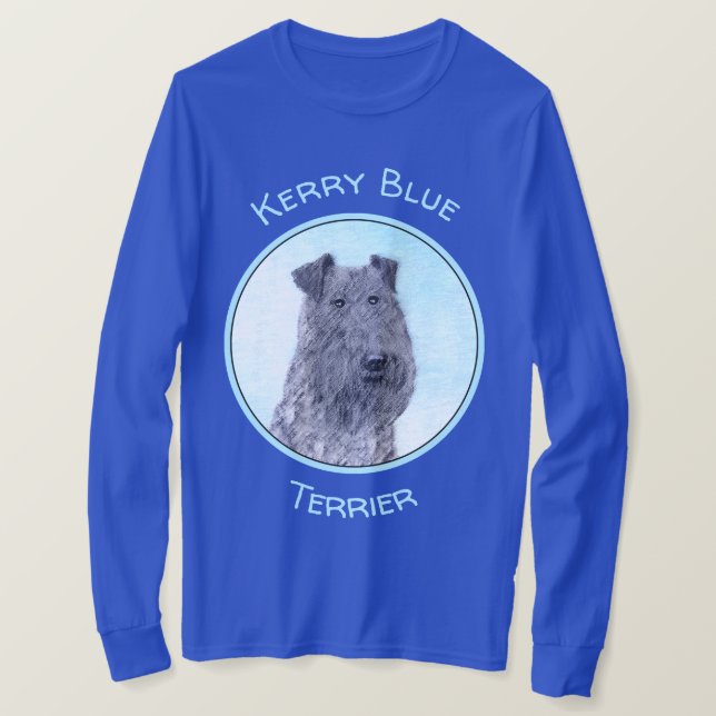 Kerry Blue Terrier Painting Cute Original Hund Art T Shirt (Design framsida)