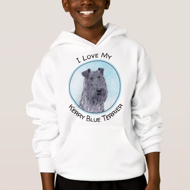 Kerry Blue Terrier Painting Cute Original Hund Art T Shirt (Framsida)