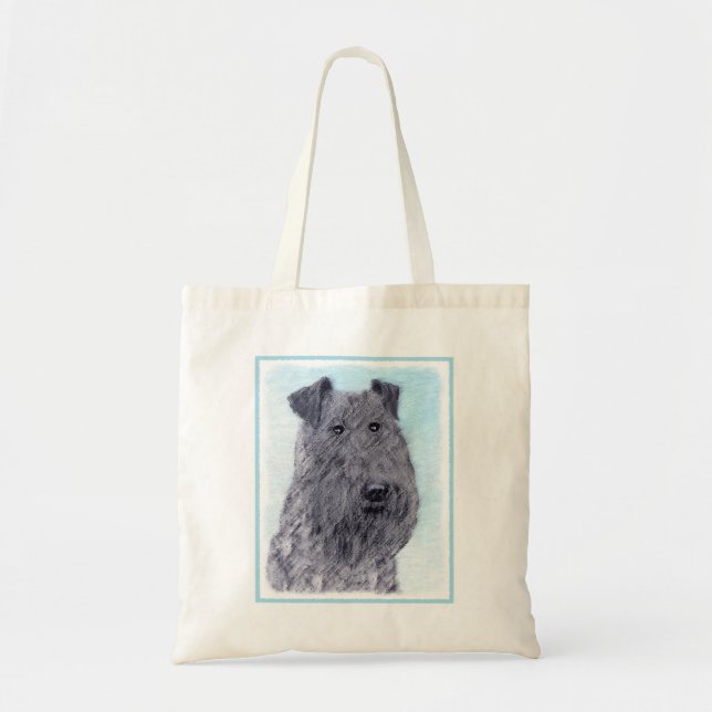 Kerry Blue Terrier Painting Cute Original Hund Art Tygkasse (Framsidan)