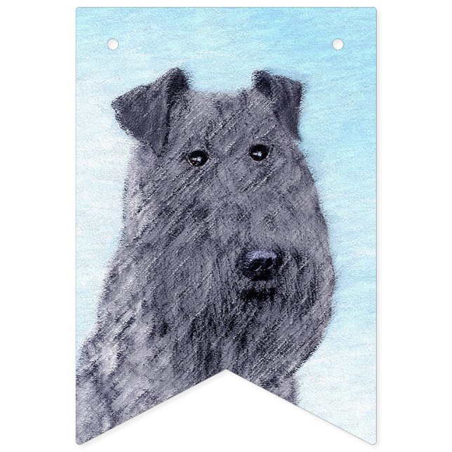 Kerry Blue Terrier Painting Cute Original Hund Art Vimplar (Första flaggan)
