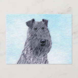 Kerry Blue Terrier Painting Cute Original Hund Art Vykort