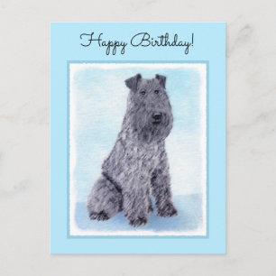 Kerry Blue Terrier Painting Cute Original Hund Art Vykort