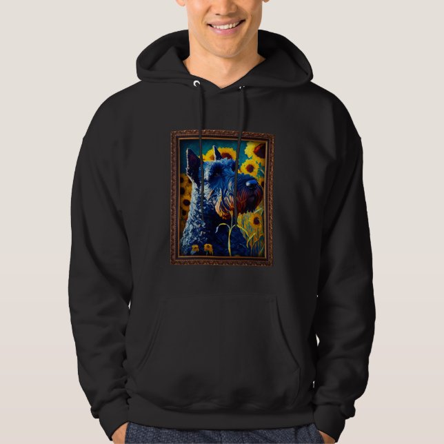 Kerry Blue Terrier Painting Sunflower Flower Mom W Hoodie (Framsida)