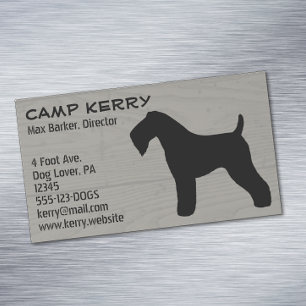 Kerry Blue Terrier Silhouette Wood Grain Stil Magnetiska Visitkort
