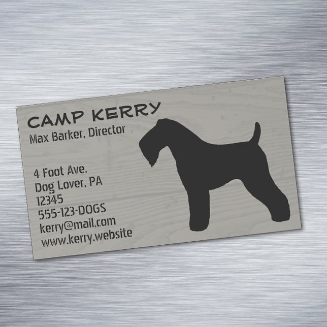 Kerry Blue Terrier Silhouette Wood Grain Stil Magnetiska Visitkort (Skapare uppladdad)