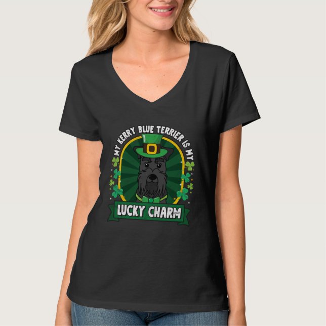 Kerry Blue Terrier St Patricks Lucky Charm Mom Dad T Shirt (Framsida)