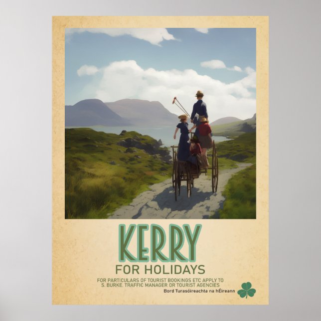 Kerry Ireland, Retro Irish Travel Advert Poster (Framsidan)