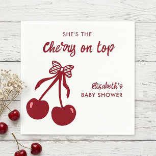 Kers på toppen Baby Shower Coquette Minimal Dekor Pappersservett